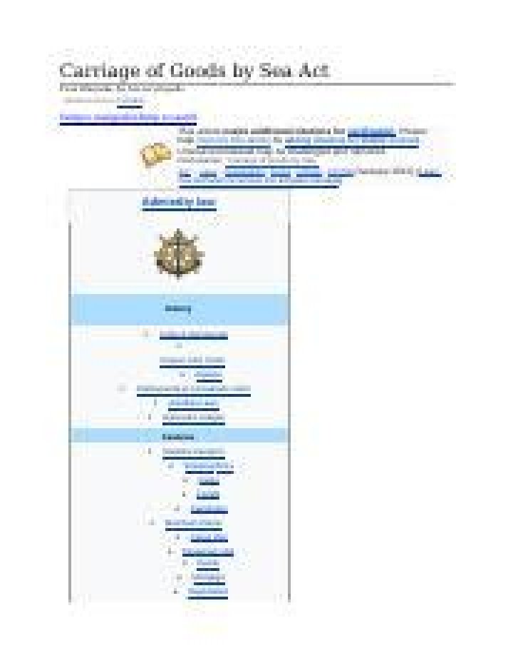 Carriage Of Goods By Sea Act (COGSA) Of 1936