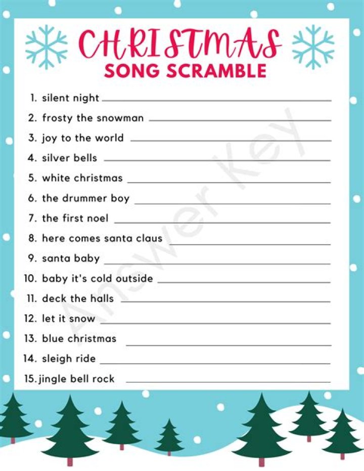 Holiday Song Titles Word Scramble