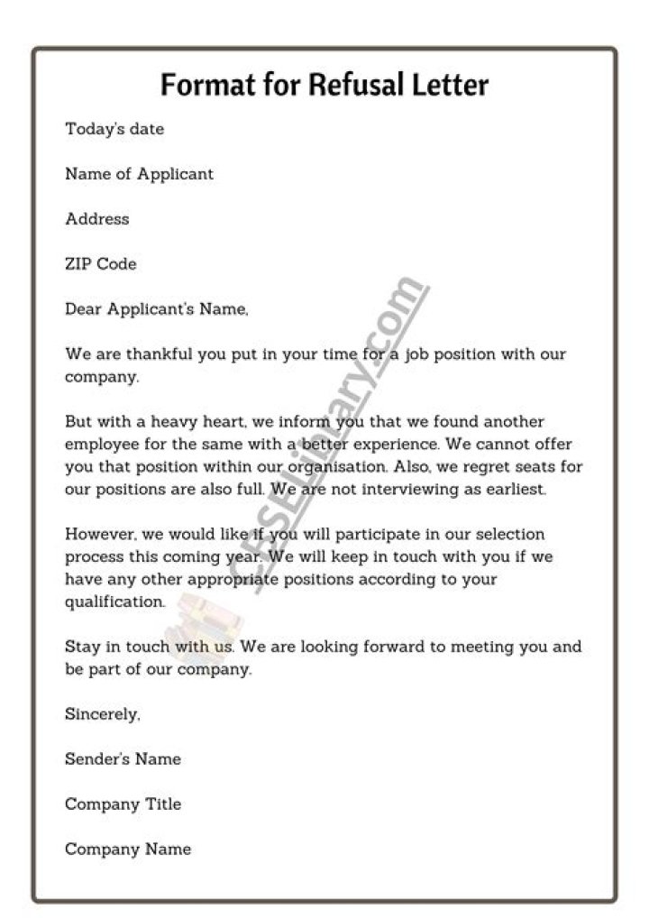 Refusal letter - How To Discuss